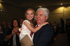 SDLP Leader Dr Alasdair McDonnell embraces his daughter Aileen after his address to the Party Conference in Armagh picture Bill Smyth use picture for free