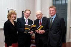 Using Evidence to Inform Policy.
Edited by Pete Lunn & Frances Ruane
Using Evidence to Inform Policy will be launched by Taoiseach Enda Kenny on 27 November in Government Buildings. 

Pictured at the launch 
L to R) 
Prof Frances Ruane (Director, ESRI and co-editor)
Dr TK Whitaker, 
Dr Pete Lunn (co-editor)



The book, edited by economist, author and former BBC journalist Pete Lunn and the Director of the ESRI Frances Ruane, is a unique examination of how evidence can be used to improve policymaking, especially in challenging times.
The fallout from the recent Budget has emphasised the need for transparency in policy decisions. Research and evidence can help to provide this transparency, and Using Evidence to Inform Policy outlines how. However, the book also demonstrates the complexity of the relationship between evidence and policy, arguing that in most cases good policy cannot be determined by evidence alone.
About the book: Using Evidence to Inform Policy demonstrates the breadth and value of the contribution that evidence can make to policy. It presents eleven studies drawn from recent ESRI research projects, illustrating different aspects of the relationship between evidence and policy, and how these vary by policy area.
The theme of how evidence can influence policy is examined in a wide range of areas, including the economy, public infrastructure, innovation, competition, the labour market, financial regulation, healthcare, housing, education, government spending, public services and earnings. 
Each chapter tackles a question that‚??s relevant to policymaking in Ireland now, for example, how to protect consumers of financial services; what is the Irish public‚??s perception of public services and their implications for public sector reform?; how to explain changes in earnings and labour costs during the recession; what is the evidence for providing economic security through competition and regulatory policy?; do active labour market policies activate?; how