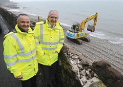 Kennedy views sea defence repairs along the Antrim Coast Road