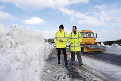 Press Eye - Belfast - Northern Ireland - Sunday 24th March 2013 - 

Press Release image

Regional Development Minister, Danny Kennedy went to the Craigantlet Hills today to see the work of Roads Service staff, contractors and local volunteer farmers such as David Greer who have been working all weekend to clear this and other routes which have been affected by heavy snowfalls and drifting snow during the recent severe weather.  Roads Service staff, government  agencies and local volunteers have been working round the clock to clear roads to enable utilities such as NIE carry out urgent repair work.

Danny Kennedy is pictured on the Ballymiscaw Road with Colin Sykes from the Roads Service.

Picture by Kelvin Boyes / Press Eye.