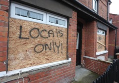 Northern Ireland- 5th May 2014 Mandatory Credit - Picture - Matt Mackey/Presseye.com

The homes of three Polish families have been attacked in east Belfast.

The rented homes on Roslyn Street were daubed with graffiti saying 'locals only'.

It follows a spate of hate crimes in the area, which the police blame on the UVF. Police have appealed for information about this latest incident.