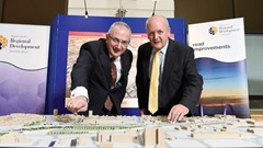 PRESS RELEASE IMAGE
27th January 2015
Mandatory Credit - Picture: Michael Cooper

£125million Plans for new Interchange at York Street move forward as Kennedy launches consultation process 

Transport Minister Danny Kennedy (left) with Roy Spiers, Transport NI, Strategic Road Improvement Manager launching the Formal Consultation process for the new road interchange at York Street in Belfast. The project represents a potential investment in the range of £125million to £165million.  Picture: Michael Cooper