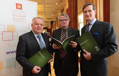 Pacemaker Press 10/12/2014: The Northern Ireland Human Rights Commission is launching its Annual Statement on International Human Rights Day (10th December).  The Commission is delighted to welcome the former Attorney General for England & Wales. (L-R) Deputy Speaker Mr John Dallas MLA, Les Allamby Chief Commissioner NIHRC and RT Hon Dominic Grieve pictured at the Human Rights Launch at Storming in Belfast.
Picture By Arthur Allison.