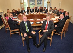 First Minister Rt Hon Peter D. Robinson MLA and deputy First Minister Martin McGuinness MP MLA chair the first meeting of the new Northern Ireland Executive at Stormont Castle.
Photo by Aaron McCracken/Harrisons 07778373486
NO LIBRARY SALES CREDIT HARRISON PHOTOGRAPHY