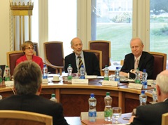 All together now: David Ford takes his seat at the Executive on 15 April.