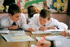 P School boys doing geog