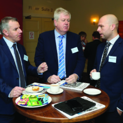 Joe Mc Donald, Raymond Donnelly and Brendan McIlhennon pictured at the Agenda NI Economic Conference 2018 in Armagh.